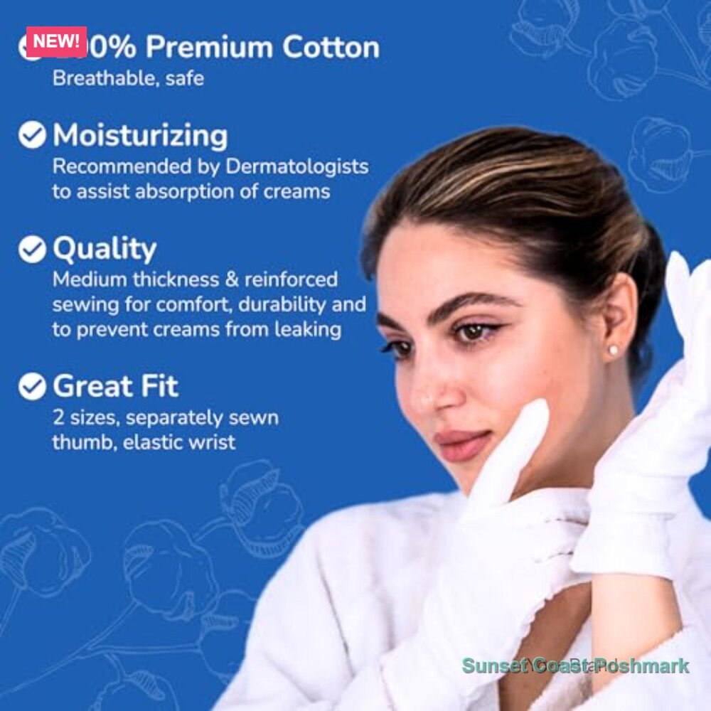 100% Cotton Moisturizing Gloves For Dry Hands Eczema Relief View 3